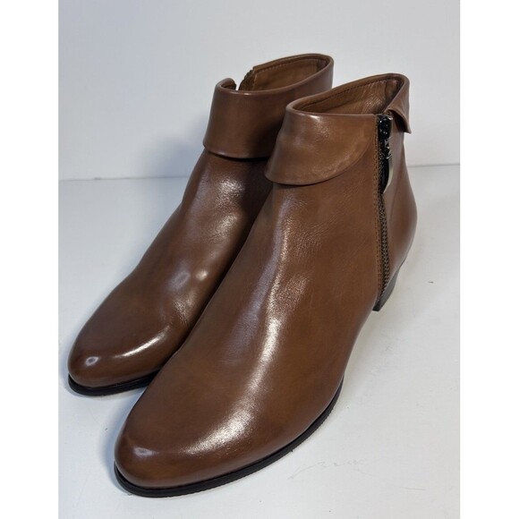 Spring Step Women's Stockholm Leather Ankle Boots Fold-over Cuffs  7.5-8 brown - Picture 1 of 11